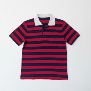 Vintage‎ Retro Rugby 80s Striped Polo Mens Preppy M Red Blue Varsity